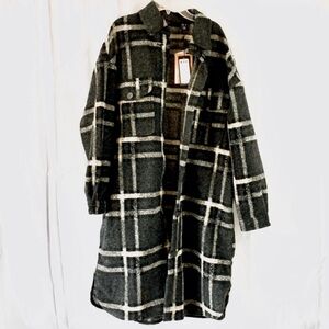 VERO MODA CHRISSIE QUILT LONG CHECK SHIRT/LONGLINE SHACKET (MED)